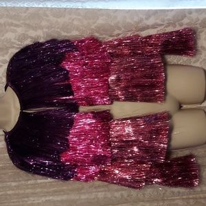 NWT Nasty Gal Collection tiered tinsel fringe festival or rave jacket, size US 2